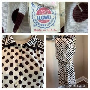 Vintage Brown & White Polka Dot Sleeveless Dress